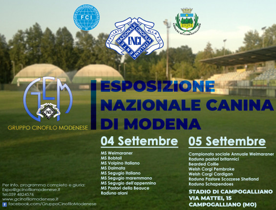 Esposizione Nazionale Canina di Modena 04 e 05 Settembre 2021